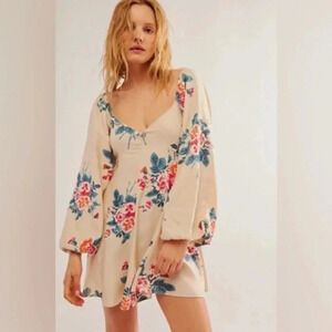 Free People Francesca Floral Mini Dress Large B2043